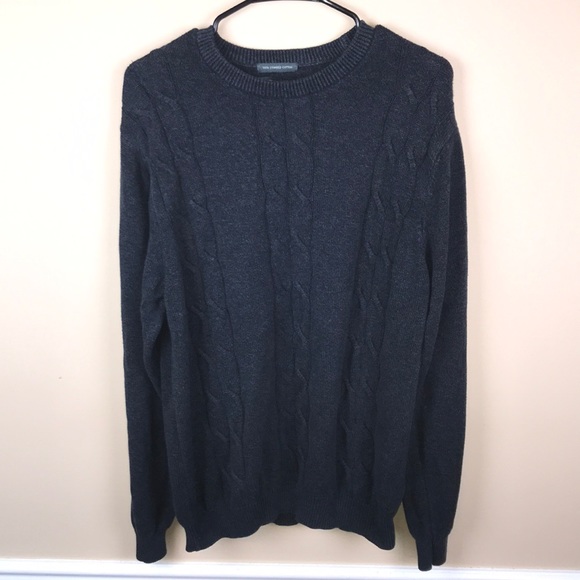 Lyle & Scott Other - Lyle & Scott Scotland Men’s Fishermen Knit Charcoal Gray Combed Cotton Sweater